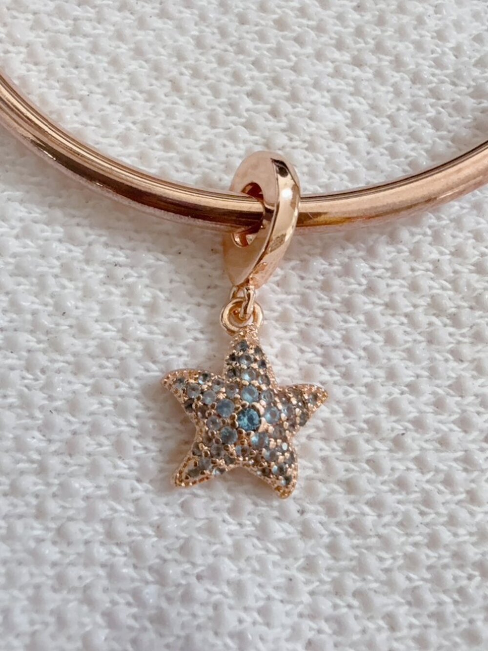 Rose Gold Sparkling Starfish Dangle Charm For Pandora Bracelet Necklace